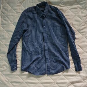 Blue Pinstripe Dress Shirt with Standard Collar